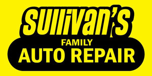 Sullivan's Family Auto Repair logo on a bright yellow background.