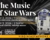 Poster for The Music of Star Wars with R2-D2; May 2 (Newport News) and May 3 (Virginia Beach), Virginia Symphony Orchestra.