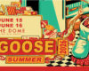 Poster-style illustration announcing Goose Summer 2026: June 15–16 at The Dome, Virginia Beach; retro diner scene.