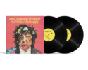 Rolling Stones Foreign Tongues album cover with a distorted portrait and two black vinyl records next to it.